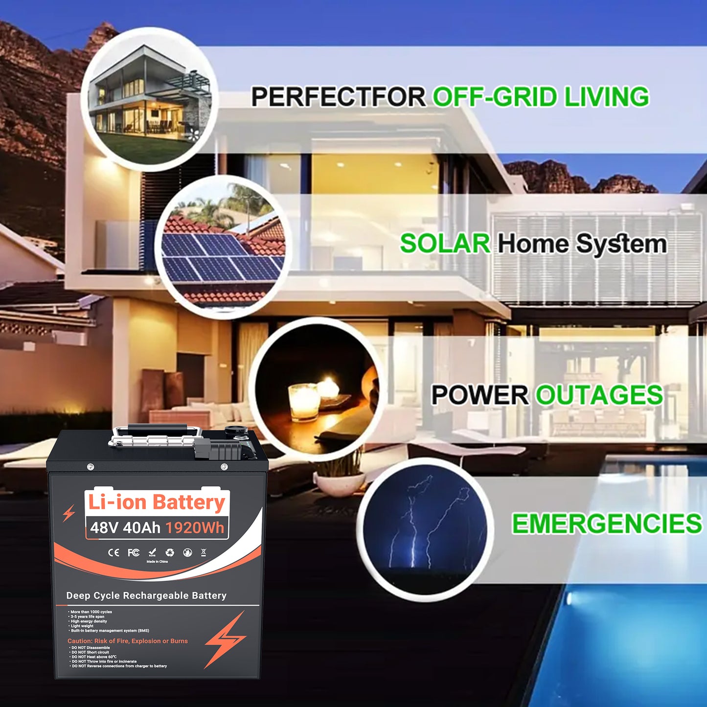 EU warehouse 48V40Ah Li-ion battery more than 4000 lifecycles for House, Camp, E-truck and backup power etc.