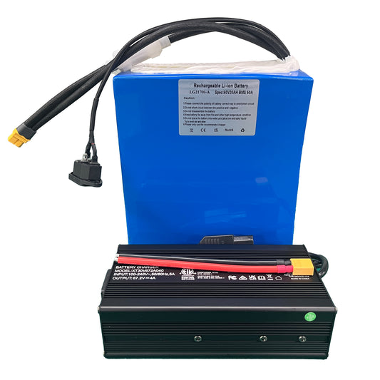 UK stock 60V20Ah li-ion battery battery LG21700 A grade cell 50A BMS with 4A charger, for ebike e-scooter and e-motorcycle, 12months warranty