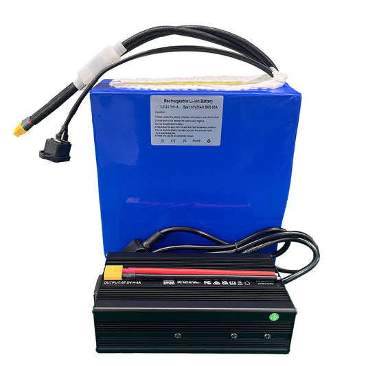 UK stock 60V25Ah li-ion battery battery LG21700 A grade cell 50A BMS with 4A charger, for ebike e-scooter and e-motorcycle, 12months warranty